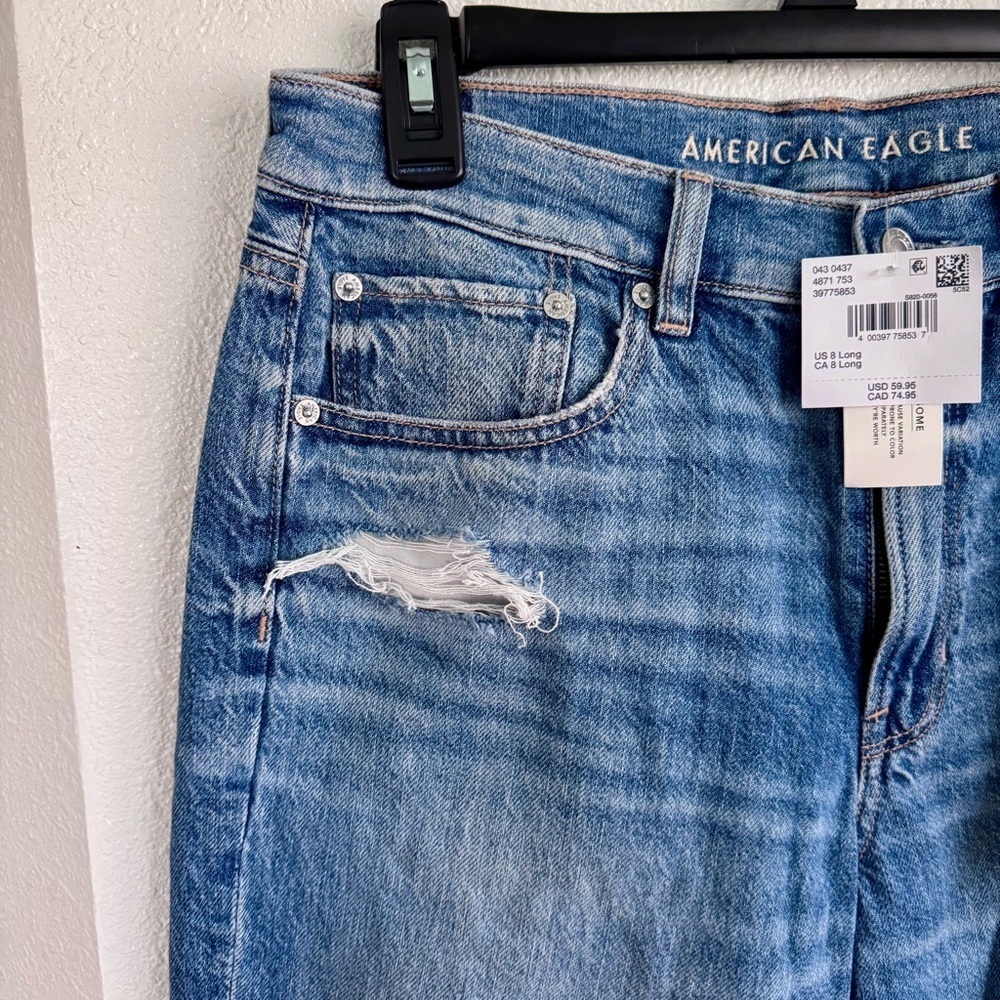 AMERICAN EAGLE SUPER HIGH WAISTED BAGGY STRAIGHT JEAN - Picture 4 of 11